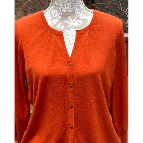 Talbots Pure Cashmere Women Petites Size 1X Ripe Papaya Orange Cardigan Sweater - Picture 4 of 12